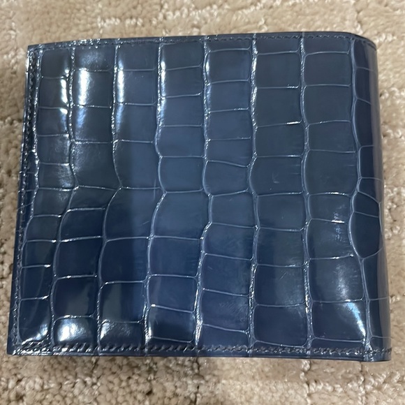 Hermes Bifold Wallet Blue Alligator New w/Box - Picture 3 of 5